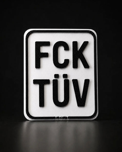 3D Fun-Kennzeichen FCK TÜV in Schwarz-Weiß